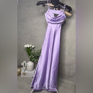 NWT Cider XS Lavender Satin Maxi Dress